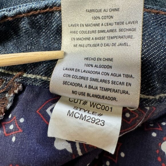 Antik Jeans Mens 33 Actual 34x30 Embroidered Pocket Brown Stitching Button Fly - Picture 13 of 14